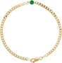 14K Gold Round Lab-Grown Emerald Bezel-Set Solitaire Curb Link Bracelet