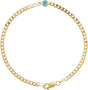 14K Gold Round Natural Blue Zircon Bezel-Set Solitaire Curb Link Bracelet