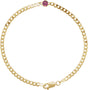 14K Gold Round Natural Pink Tourmaline Bezel-Set Solitaire Curb Link Bracelet
