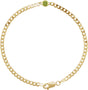 14K Gold Round Natural Peridot Bezel-Set Solitaire Curb Link Bracelet