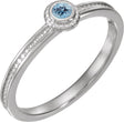 14K Gold Round Natural Aquamarine Family Stackable Ring – 3mm Stones - White Gold
