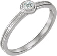 14K Gold Round Natural Diamond Family Stackable Ring – 3mm Stones - White Gold
