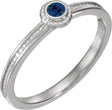 14K Gold Round Lab-Grown Blue Sapphire Family Stackable Ring – 3mm Stones - White Gold