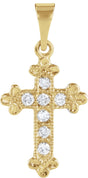 14K Gold Round Natural Diamond Cross Pendant – 1/10 CTW - Yellow Gold