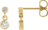 14K Gold Round Natural Diamond Two-Stone Bezel Set Earrings - Yellow Gold