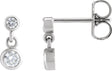 Platinum Round Natural Diamond Two-Stone Bezel Set Earrings