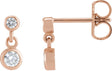 14K Gold Round Natural Diamond Two-Stone Bezel Set Earrings - Rose Gold