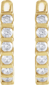 14K Gold Round Natural Diamond Hinged Hoop Earrings – 1.5-1.8mm Stones - Yellow Gold - view 2