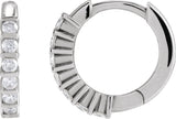 14K Gold Round Natural Diamond Hinged Hoop Earrings – 1.5-1.8mm Stones - White Gold
