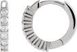 Platinum Round Natural Diamond Hinged Hoop Earrings – 1.5-1.8mm Stones