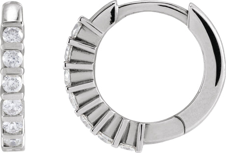 Platinum Round Natural Diamond Hinged Hoop Earrings – 1.5-1.8mm Stones