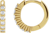 14K Gold Round Natural Diamond Hinged Hoop Earrings – 1.5-1.8mm Stones - Yellow Gold