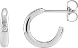 Platinum Round Natural Diamond Hoop Earrings