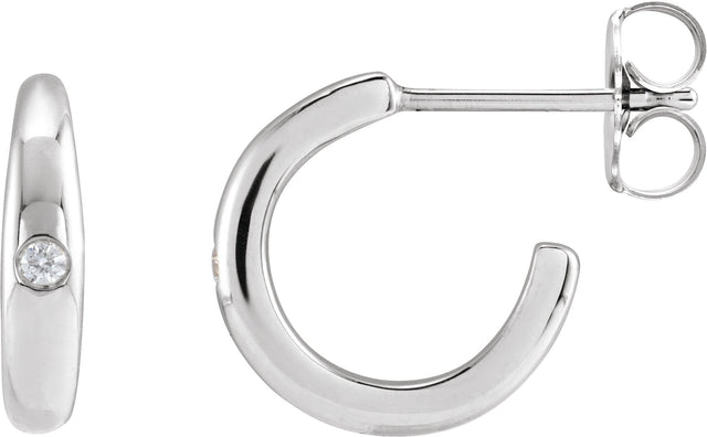 Platinum Round Natural Diamond Hoop Earrings
