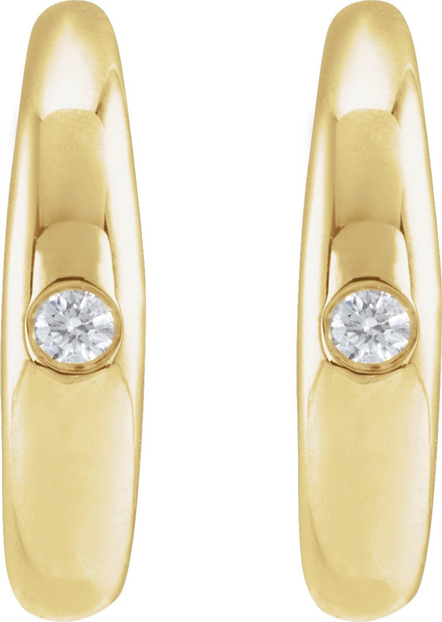 14K Gold Round Natural Diamond Hoop Earrings – 1.5mm Stones - Yellow Gold - view 2