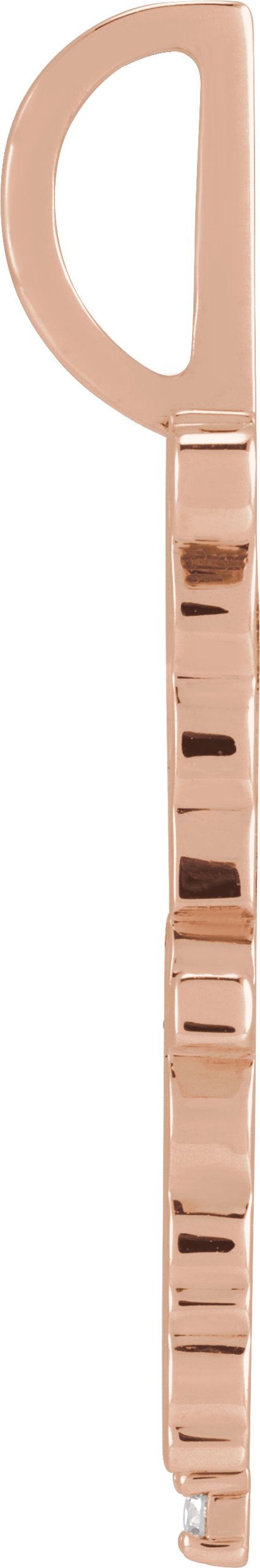 14K Gold Round Natural Diamond Accented Fearless Pendant - Rose Gold - view 2