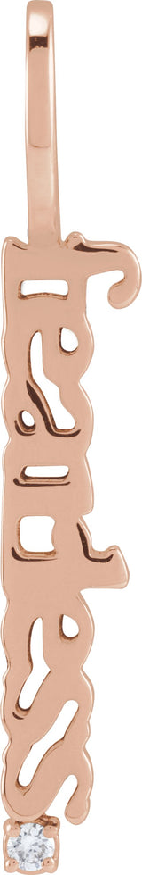 14K Gold Round Natural Diamond Accented Fearless Pendant - Rose Gold