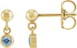 14K Gold Round Natural Aquamarine Micro-Bezel Dangle Earrings