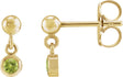 14K Gold Round Natural Peridot Micro-Bezel Dangle Earrings