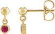 14K Gold Round Natural Ruby Micro-Bezel Dangle Earrings
