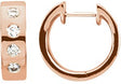 14K Gold Round Natural Diamond Accented Hoop Earrings – 2.1mm Stones - Rose Gold