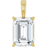 14K Gold Lab-Grown Diamond Emerald 4-Prong Solitaire Pendant - Yellow Gold