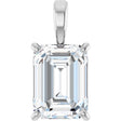 Platinum Lab-Grown Diamond Emerald 4-Prong Solitaire Pendant