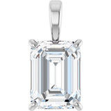 Platinum Lab-Grown Diamond Emerald 4-Prong Solitaire Pendant
