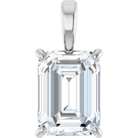 Platinum Lab-Grown Diamond Emerald 4-Prong Solitaire Pendant
