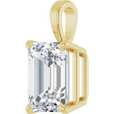 14K Gold Lab-Grown Diamond Emerald 4-Prong Solitaire Pendant - Yellow Gold - view 2