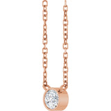 14K Gold Round Natural Diamond Bezel-Set Solitaire Necklace – up to 0.015 CTW - Rose Gold - view 2