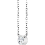Platinum Round Natural Diamond Bezel-Set Solitaire Necklace - view 2