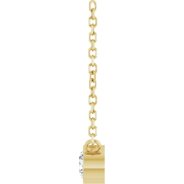 14K Gold Round Natural Diamond Bezel-Set Solitaire Necklace – up to 0.015 CTW - Yellow Gold - view 3