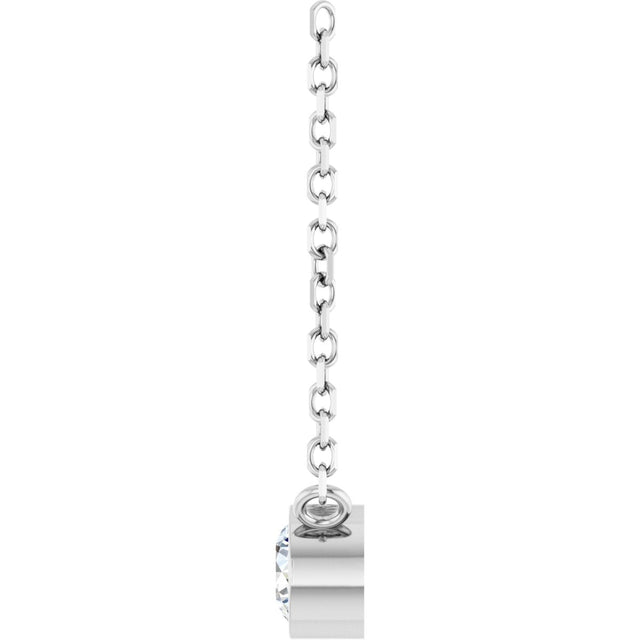 Platinum Round Natural Diamond Bezel-Set Solitaire Necklace - view 3