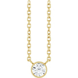 14K Gold Round Natural Diamond Bezel-Set Solitaire Necklace – up to 0.015 CTW - Yellow Gold