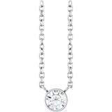 Platinum Round Natural Diamond Bezel-Set Solitaire Necklace