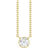 14K Gold Round Natural Diamond Bezel-Set Solitaire Necklace – up to 0.015 CTW - Yellow Gold