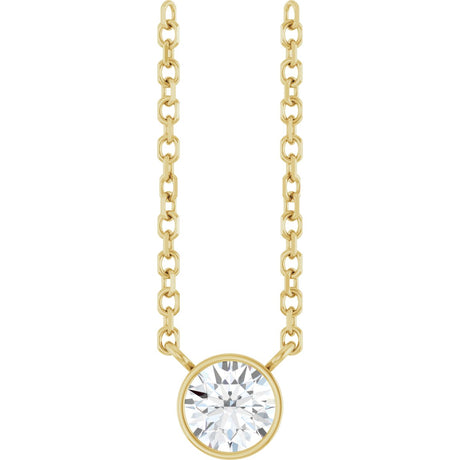 14K Gold Round Natural Diamond Bezel-Set Solitaire Necklace – up to 0.015 CTW - Yellow Gold