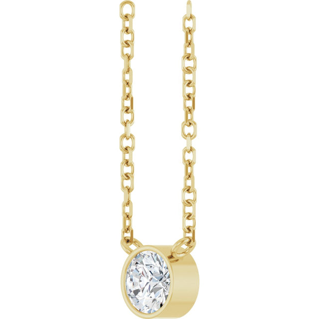 14K Gold Round Natural Diamond Bezel-Set Solitaire Necklace – up to 0.015 CTW - Yellow Gold - view 2