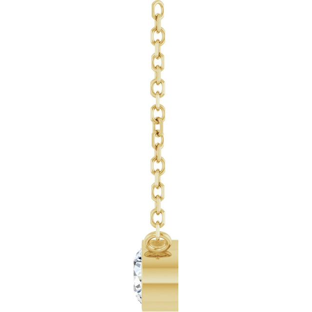 14K Gold Round Natural Diamond Bezel-Set Solitaire Necklace – up to 0.015 CTW - Yellow Gold - view 3