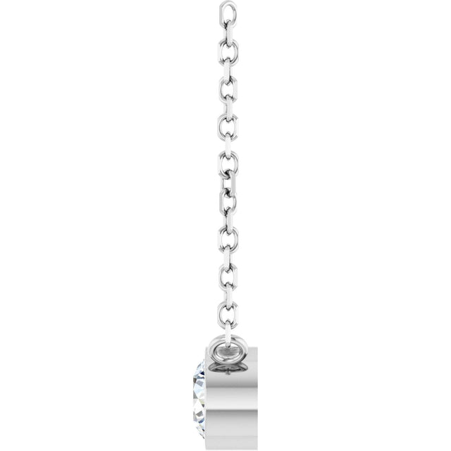 14K Gold Round Natural Diamond Bezel-Set Solitaire Necklace – up to 0.015 CTW - White Gold - view 3