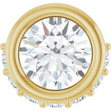 14K Gold Round Natural White Sapphire Accented Bezel-Set Necklace or Pendant - Yellow Gold