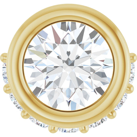 14K Gold Round Natural White Sapphire Accented Bezel-Set Necklace or Pendant - Yellow Gold