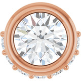 14K Gold Round Natural White Sapphire Accented Bezel-Set Necklace or Pendant - Rose Gold