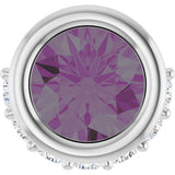 14K Gold Round Lab-Grown Alexandrite Accented Bezel-Set Necklace or Pendant - White Gold