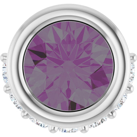 14K Gold Round Lab-Grown Alexandrite Accented Bezel-Set Necklace or Pendant - White Gold