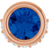 14K Gold Round Lab-Grown Blue Sapphire Accented Bezel-Set Necklace or Pendant - Rose Gold