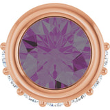 14K Gold Round Lab-Grown Alexandrite Accented Bezel-Set Necklace or Pendant - Rose Gold