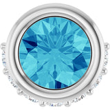 Platinum Round Natural Blue Zircon Accented Bezel-Set Necklace or Pendant