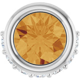 14K Gold Round Natural Citrine Accented Bezel-Set Necklace or Pendant - White Gold